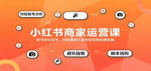 小红书商家运营课,账号定位起号、内容爆款打造与短视频拍摄剪辑-壹浩聊项目