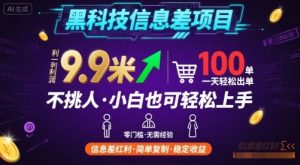 黑科技信息差项目，一单利润9.9米，一天简简单单出100单，不挑人，小白也可轻松上手【揭秘】-壹浩聊项目