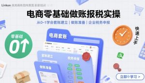 电商零基础做账报税实操快速上手,从0-1学会套账建立,做账准备,企业税务申报-壹浩聊项目