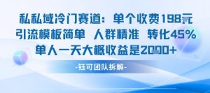 私域冷门赛道单个收费198米引流模板简单人群精准 45%的转化率单人一天大概收益多张-壹浩聊项目