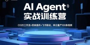 AI Agent实战训练营,COZE工作流+剪映插件+飞书联动,单日量产100条视频-壹浩聊项目