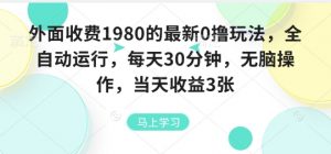 外面收费1980的最新0撸玩法，全自动挂G，每天30分钟，无脑操作，当天收益3张【揭秘】-壹浩聊项目