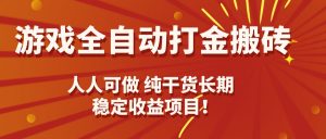 游戏全自动打金搬砖，日入千元，人人可做，纯干货，长期稳定收益项目！-壹浩聊项目