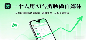 一个人用AI与剪映做自媒体,从AI应用到各赛道剪辑、涨粉变现,从起号到变现-壹浩聊项目