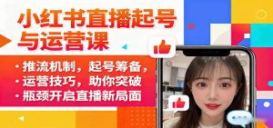 小红书直播起号与运营课:推流机制,起号筹备,运营技巧,助你突破瓶颈开启直播新局面-壹浩聊项目