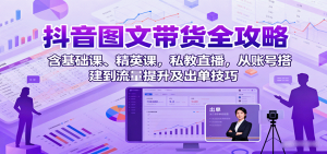 抖音图文带货全攻略:含基础课、精英课,私教直播,从账号搭建到流量提升及出单技巧-壹浩聊项目