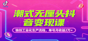 潮式无厘头抖音变现课，独创工业化生产流程，单号月收益2万+-壹浩聊项目