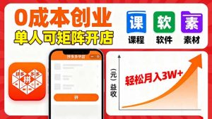 拼多多虚拟电商,0成本,单人可矩阵开店,轻松月入3W+-壹浩聊项目