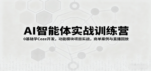 AI智能体实战训练营：0基础学Coze开发，功能模块项目实战，商单案例与直播回放-壹浩聊项目