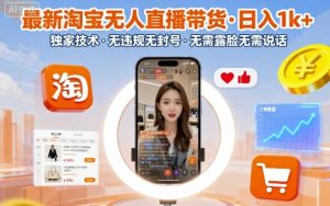 最新淘宝无人直播带货,日入1k+,独家技术,无违规无封号,无需露脸无需说话【揭秘】-壹浩聊项目
