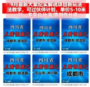 9月最新大案纪实解说项目新玩法教学，可过伙伴计划，单价5-10米，多平台分发撸创作分成-壹浩聊项目