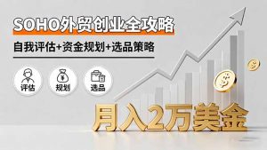 SOHO外贸创业全攻略,自我评估+资金规划+选品策略,月入2万美金-壹浩聊项目