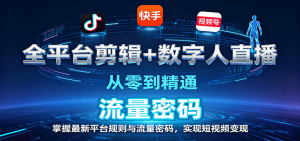全平台剪辑+数字人直播,从零到精通,掌握最新平台规则与流量密码,实现短视频变现-壹浩聊项目