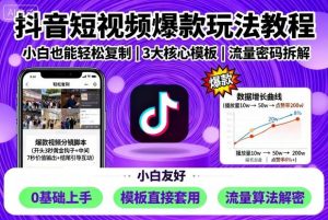 抖音短视频爆款玩法教程,小白也能轻松复制-壹浩聊项目