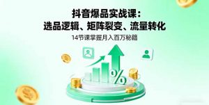 抖音爆品实战课:选品逻辑、矩阵裂变、流量转化,14节课掌握月入百万秘籍-壹浩聊项目