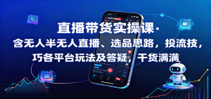 直播带货实操课:含无人半无人直播、选品思路,投流技巧,各平台玩法及答疑,干货满满-壹浩聊项目