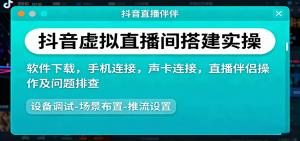 抖音虚拟直播间搭建实操、软件下载,手机连接,声卡连接,直播伴侣操作及问题排查-壹浩聊项目