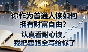 付费文章：你作为普通人该如何拥有财富自由？认真看耐心读，我把思路全写给你了-壹浩聊项目