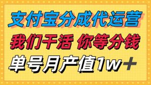 十月最强捡钱项目，支付宝分成代运营，我们干活，你等着分钱！单号月产…-壹浩聊项目