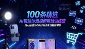 100条精选AI智能体短视频带货训练营，用AI拍摄100条好物分享短视频带货-壹浩聊项目