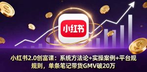 小红书2.0创富课:系统方法论+实操案例+平台规则,单条笔记带货GMV破20万-壹浩聊项目