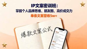IP文案密训班：掌握个人品牌思维、朋友圈、高价成交力，单条文案营收5w+-壹浩聊项目