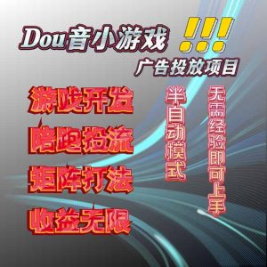 抖音小游戏广告推广项目，2025最新实测落地，单日收益300+-壹浩聊项目
