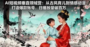 AI短视频垂直领域营:从古风育儿到情感动漫,打造爆款账号,日播放量破百万-壹浩聊项目