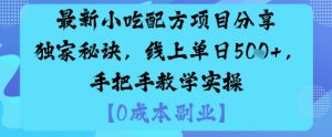 最新小吃配方项目分享独家秘诀，线上单日5张，手把手教学实操-壹浩聊项目