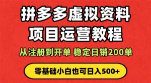 拼多多开店运营课程: 蓝海变现玩法,轻松实现睡后收入 零基础小白也可…-壹浩聊项目