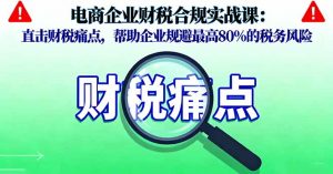 电商企业财税合规实战课,直击财税痛点,帮助企业规避最高80%的税务风险-壹浩聊项目