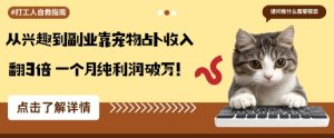 从兴趣到副业靠宠物占卜收入翻3倍一个月纯利润破W-壹浩聊项目