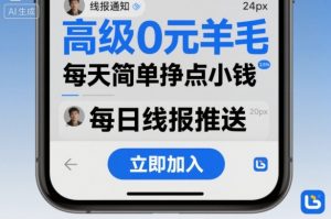 高级0元羊毛线报社群项目,每天简单挣点小钱-壹浩聊项目