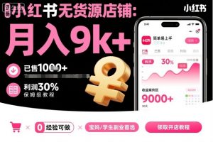 小红书无货源店铺项目,简单易上手,月入9k+,保姆级教程-壹浩聊项目