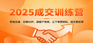 2025成交实战训练营:学成交道、日销SOP,建客户系统,让下单更轻松,成交更丝滑-壹浩聊项目