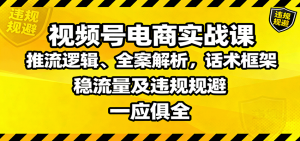 视频号电商实战课:推流逻辑、全案解析,话术框架,稳流量及违规规避等-壹浩聊项目