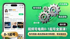 视频号电商0-1起号全案课:账号搭建+推流逻辑+微付费调整,等实操体系-壹浩聊项目