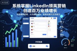 系统掌握LinkedIn领英营销,创造百万业绩增长,从思维到获客,从沟通到成交,系统化提升外贸能力-壹浩聊项目