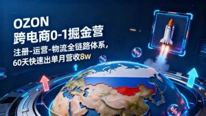 OZON跨境电商0-1掘金营:注册-运营-物流全链路体系,60天快速出单月营收8w-壹浩聊项目