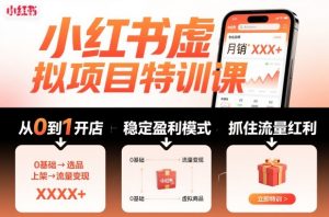 小红书虚拟项目特训课,帮你从0到1打造稳定盈利的店铺,抓住流量红利(更新9月)-壹浩聊项目
