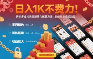 日入1K不费力！拼多多虚拟类目矩阵化运营方法，长效稳定变现路径-壹浩聊项目