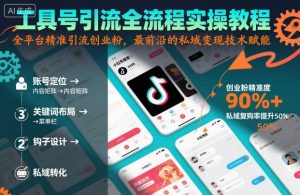 工具号引流全流程保姆级实操教程，全平台精准引流创业粉，最前沿的私域变现技术赋能-壹浩聊项目