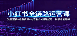 小红书全链路运营课：流量逻辑+选品货源+内容制作+矩阵起号，新手也能赚钱-壹浩聊项目