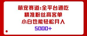 萌宠赛道，全平台通吃，精准粉丝高客单，小白也能轻松月入5k-壹浩聊项目