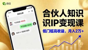 合伙人知识IP变现课,微信生态,内容创作与爆款打造,全网引流,新手月入2w+-壹浩聊项目