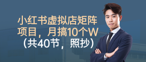 小红书虚拟店矩阵项目,月搞10W(共40节,照抄照做)-壹浩聊项目