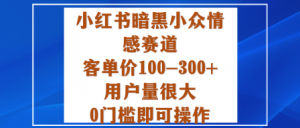 小红书暗黑小众情感赛道,客单价100-300+用户量很大,0门槛即可操作-壹浩聊项目