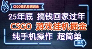 25年底搞钱回家过年,CSGO游戏挂机掘金,纯手机操作超简单-壹浩聊项目