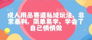 成人用品赛道私域玩法,非常暴利,简单易学,学会了自己悄悄做-壹浩聊项目