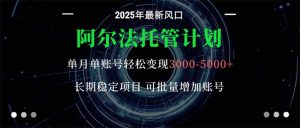 阿尔法托管计划 单账号月入3000-5000,长期稳定项目,新手小白轻松上手。-壹浩聊项目